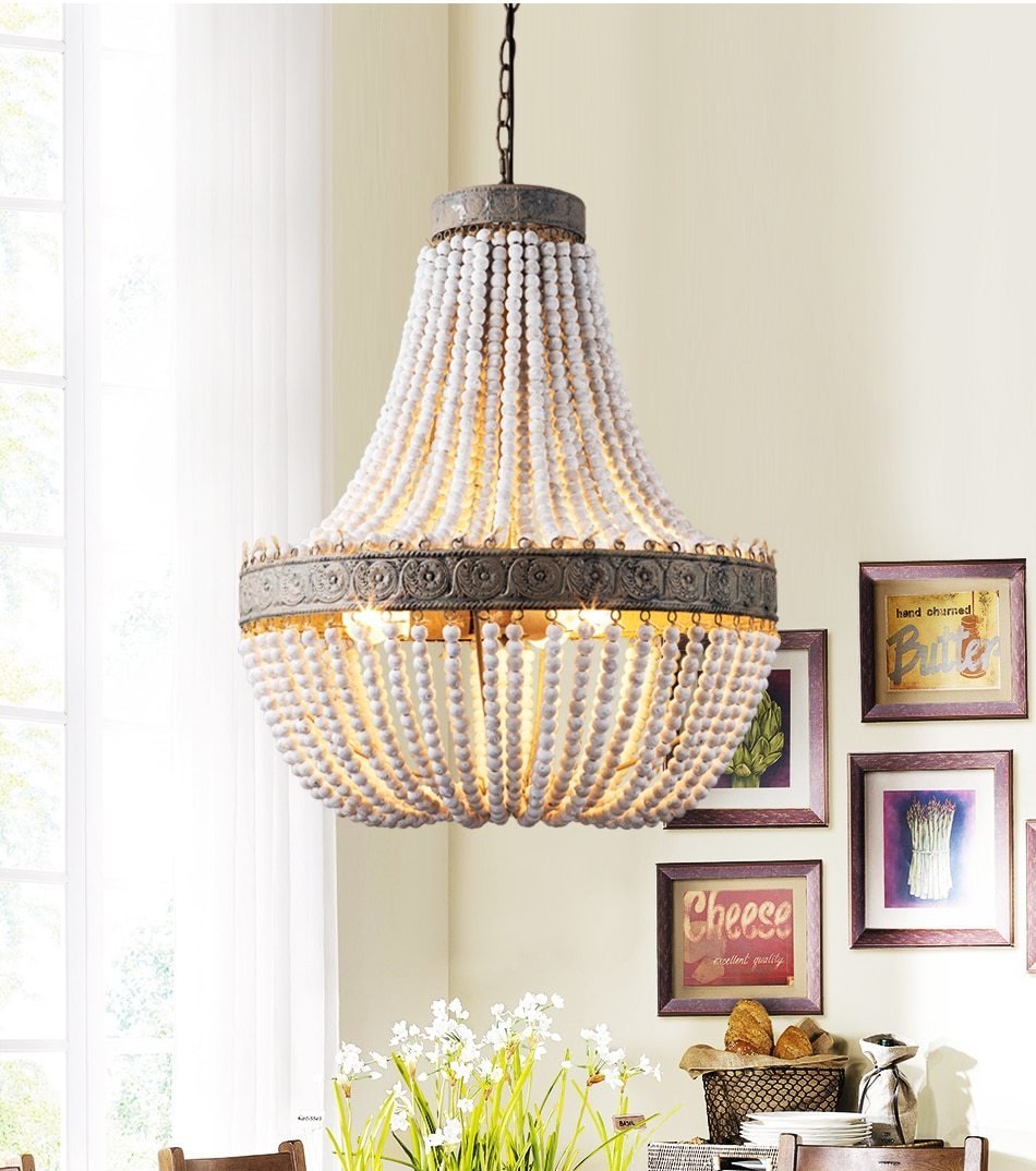 Metis - Vintage Wooden Bead Chandelier
